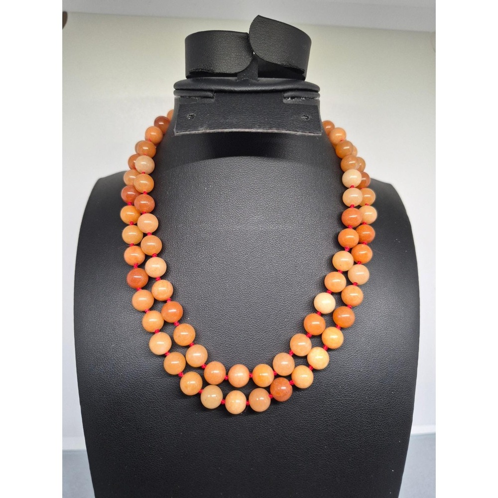 Vintage Aventurine Beaded Necklace Knotted Strand Long Boho Single‎ Strand 30"